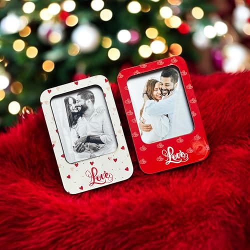 Quirkyfy Personalized Valentine Photo Frame Fridge Magnets Pack of 2 | Digitally Printed | Photo Frame | Magnets (4x3 inches) | Valentine Gifts Gifts for Him | Photo Magnets - Image 1