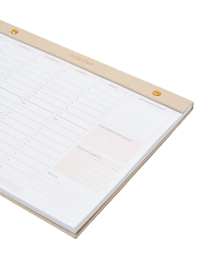 Prickly Pear Achievher A4 Ecru Linen Weekly Planner