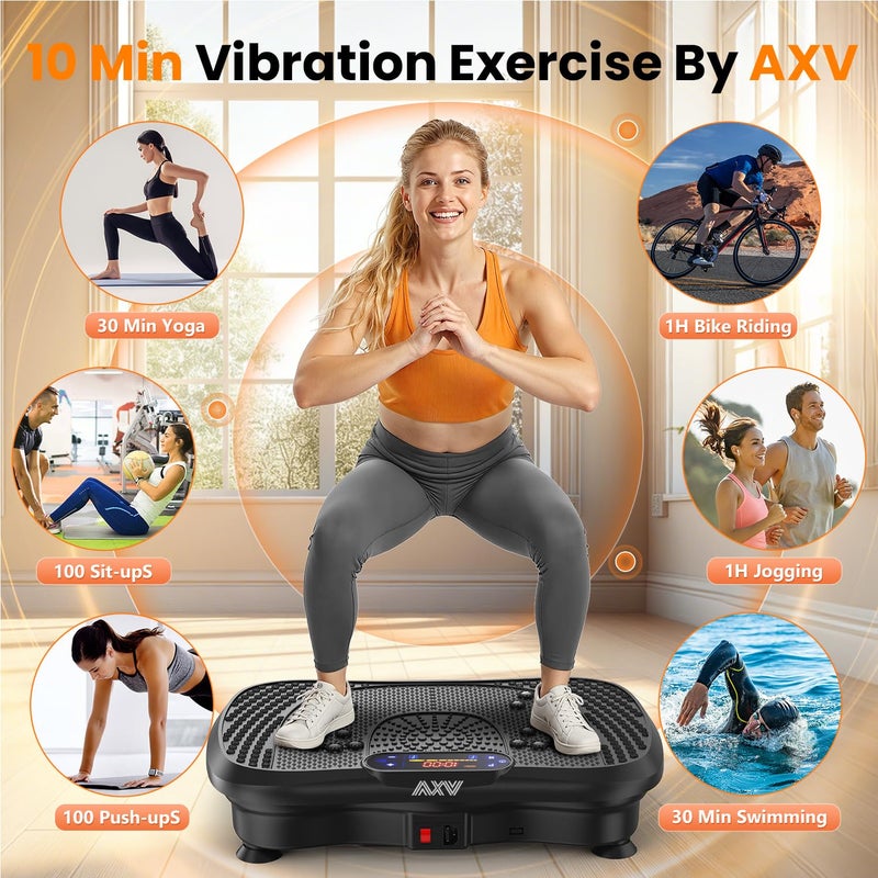 AXV Vibration Plate Platform Exercise Machine Fitness Vibrating Shaking Full Body Shaker Workout Vibrate Stand Shake Board Sport Gym for Weight Loss Lymphatic Drainage for Women Men - Image 2