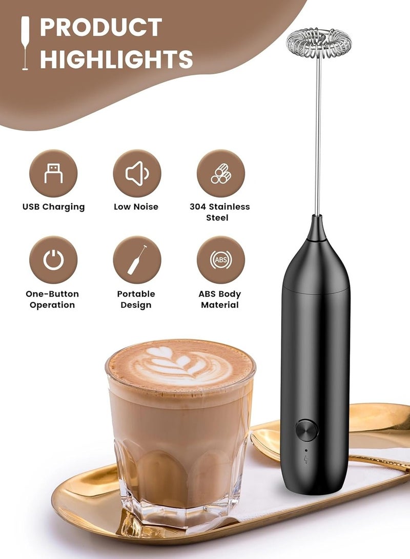 DOSCHER Electric Milk Frother USB-C Charging Handheld Foam Maker 10W High Power 304 Stainless Steel Whisk Low Noise Compact Design for Coffee Lattes Cappuccinos and Baking - Image 3