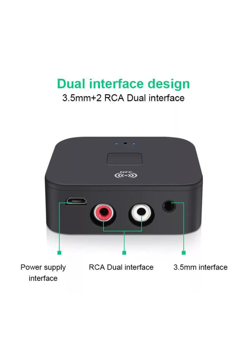 Rock Pow - Bluetooth 5.0 Audio Receiver Adapter NFC Wireless Bluetooth Extender 3.5Mm AUX or RCA Input Speaker Bluetooth Audio Adapter for Music Streaming Audio Systems Car and Home Stereo Theater Systems - Image 1