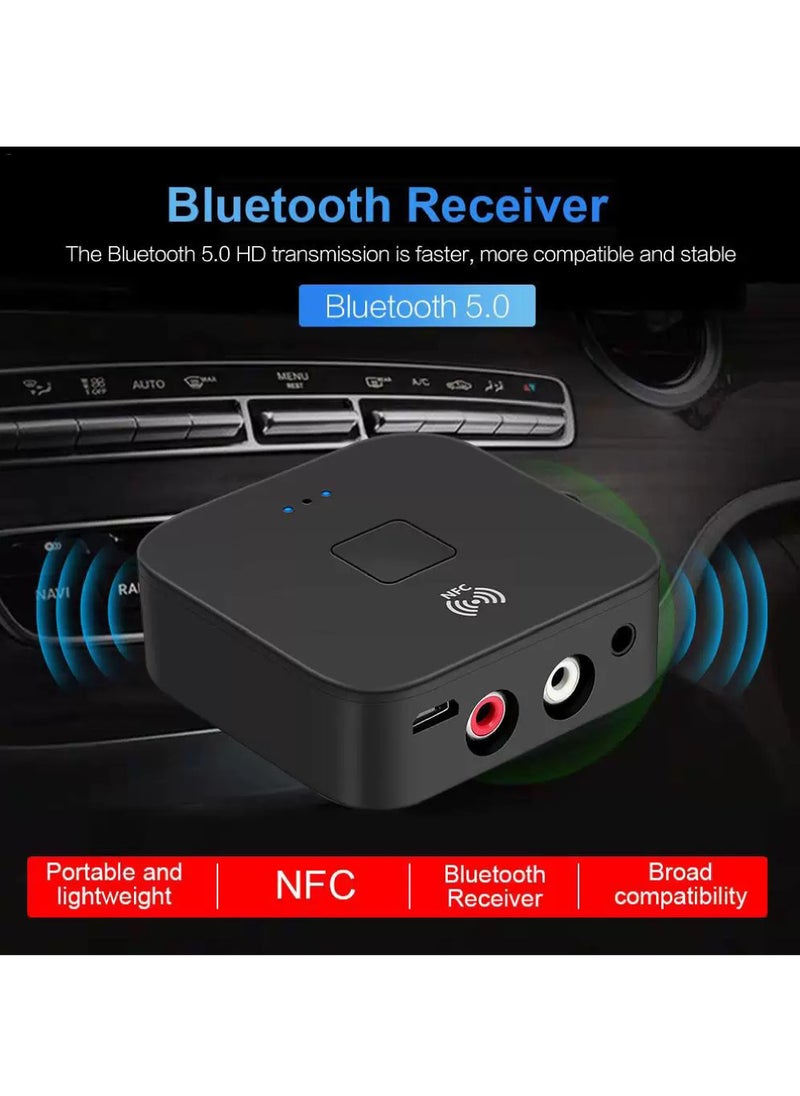 Rock Pow - Bluetooth 5.0 Audio Receiver Adapter NFC Wireless Bluetooth Extender 3.5Mm AUX or RCA Input Speaker Bluetooth Audio Adapter for Music Streaming Audio Systems Car and Home Stereo Theater Systems - Image 1