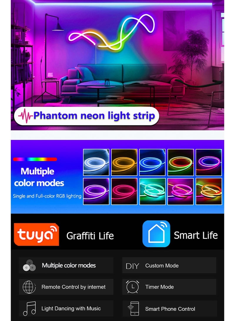 جنية شريط إضاءة LED مزود بتقنية WiFi بطول 5 أمتار مع تأثير نيون RGB، مزود بجهاز تحكم عن بعد، شحن قابل للتوصيل، تصميم مقاوم للماء، مزامنة مع الموسيقى، وتخصيص DIY. مثالي للإضاءة المنقوشة، والإضاءة الخلفية للتلفزيون، وغرف الألعاب، وغرف النوم، والديكور الداخلي. - Image 2