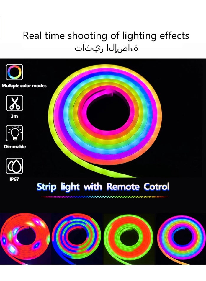 جنية شريط إضاءة LED مزود بتقنية WiFi بطول 5 أمتار مع تأثير نيون RGB، مزود بجهاز تحكم عن بعد، شحن قابل للتوصيل، تصميم مقاوم للماء، مزامنة مع الموسيقى، وتخصيص DIY. مثالي للإضاءة المنقوشة، والإضاءة الخلفية للتلفزيون، وغرف الألعاب، وغرف النوم، والديكور الداخلي. - Image 4