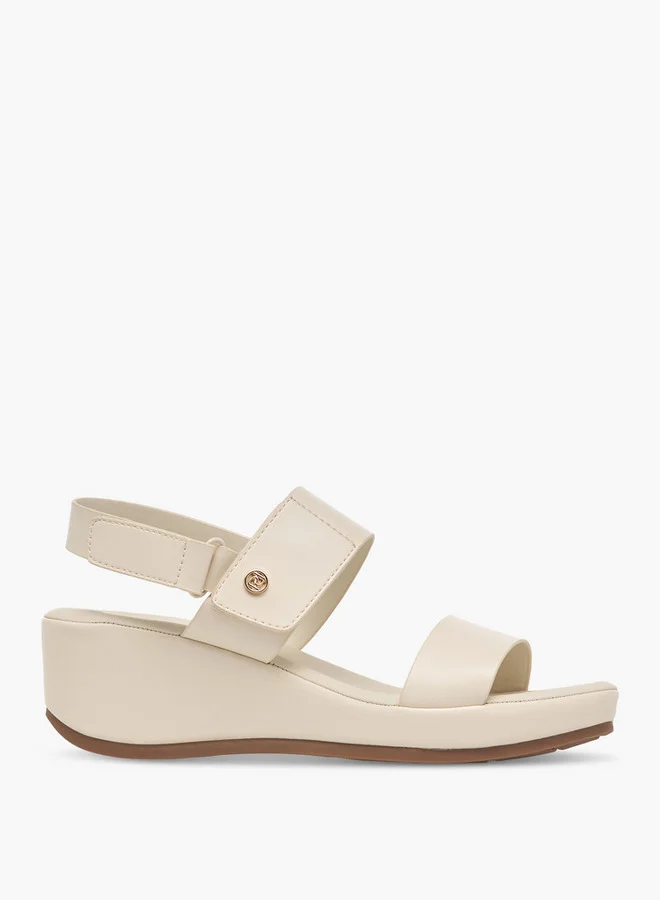 Paprika Women Solid Wedge Heel Comfort Sandals with Hook and Loop Closure