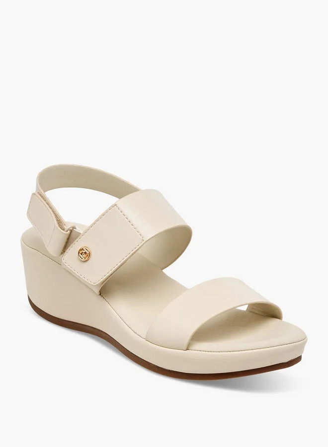 Paprika Women Solid Wedge Heel Comfort Sandals with Hook and Loop Closure