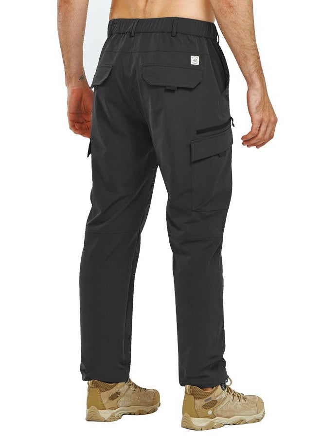 NORTHYARD Men's Cargo Hiking Pants Lightweight Quick Dry Outdoor Fishing Travel Active Sweatpants with Multi Pockets, Black, XL - Image 2