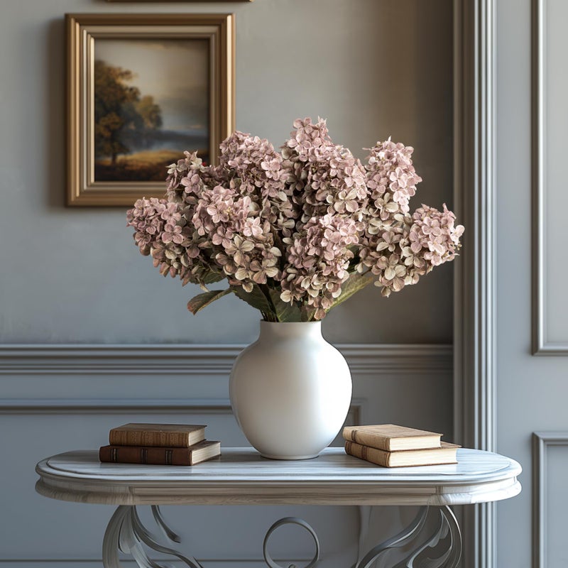 Ttranewsoo Fake Flowers Hydrangea Silk Flowers with Stems,Brown Flowers Fall Hydrangea Artificial Flowers,Winter Flowers Artificial for Decoration Vase Indoor and Outdoor 24"ï¼ˆBrown ï¼‰ 8PCS Wthout Vase - Image 5