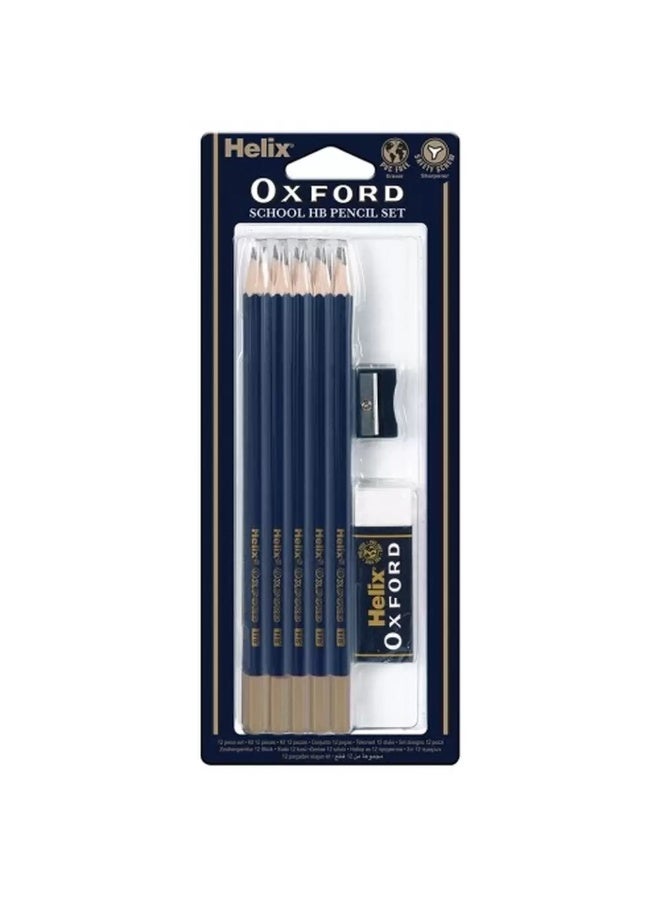 Helix Oxford HB Pencil Set With Eraser and Sharpener- Black