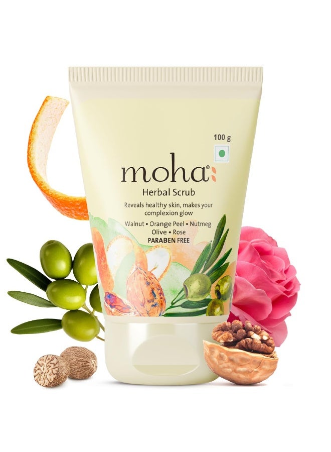 Moha: Herbal Scrub, walnut,Orange peel,Nutmeg,Olive,Rose,100g - Image 1