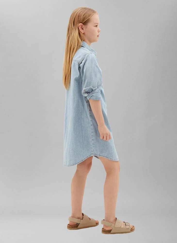 Calvin Klein Jeans Faded Denim Belted Shirt Dress
