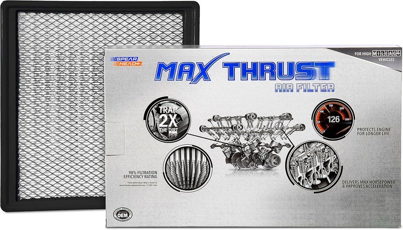 SPEARHEAD MPG Defense Max Thrust Engine Air Filter For All Mileage Vehicles, Fits Like OEM, Restores MPG & Acceleration (MT-959) - Image 1