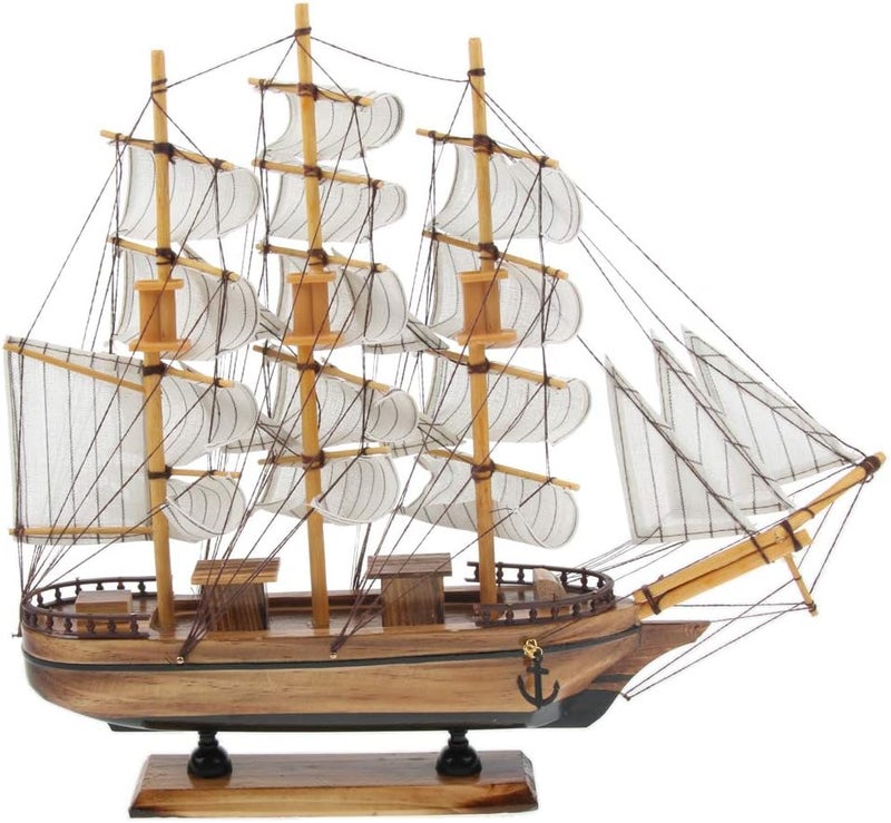 klarako 35cm Wooden Ship Assembly Model Sailing Boat Model Handmade Ornament Decor - Image 5