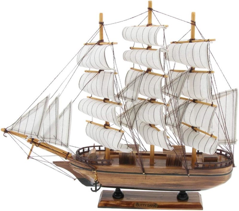 klarako 35cm Wooden Ship Assembly Model Sailing Boat Model Handmade Ornament Decor - Image 1