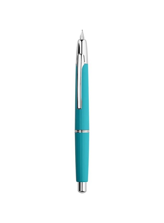 erofa Majohn A2 Press Fountain Pen Extra Fine Nib with Box, Retractable Lake Blue Resin Ink Pen with Converter Writing Set (Silver Clip Version) MJA2S-01 - Image 1