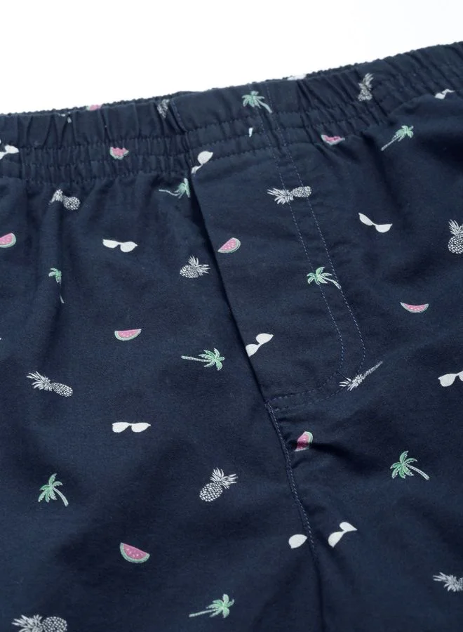 شركة المرآب الهندية Men Slim Fit Mid-Rise Printed Elasticated Lounge Pants