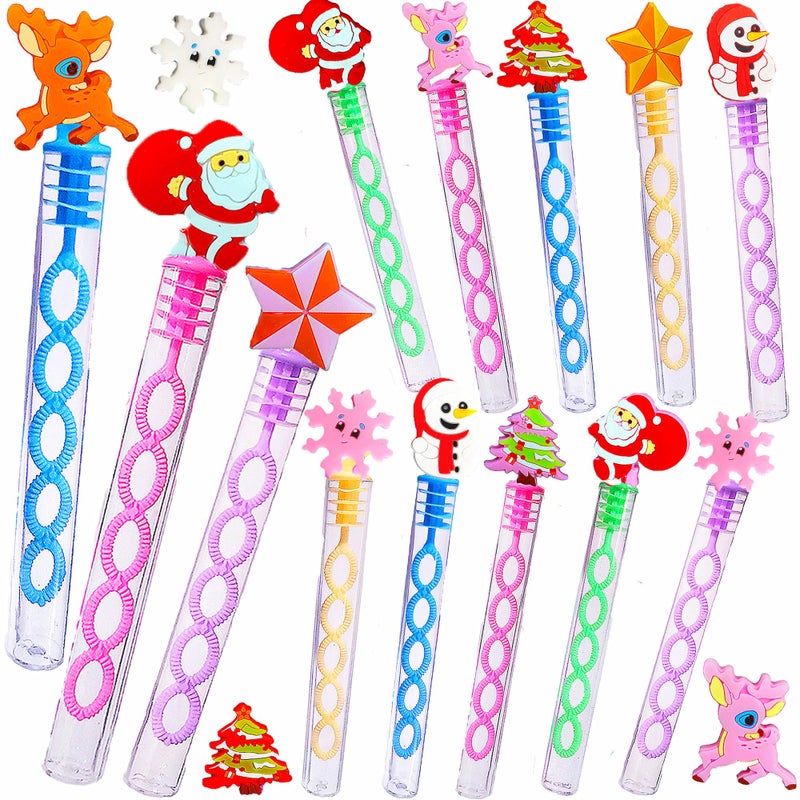 Roaqua 24 Packs Bulk Mini Bubble Christmas Santa Claus Snowflake Wands for Kids Birthday Party Favors Classroom Carnival Prizes Winter Playing Blowing Bubbles Gifts 24 Christmas - Image 3