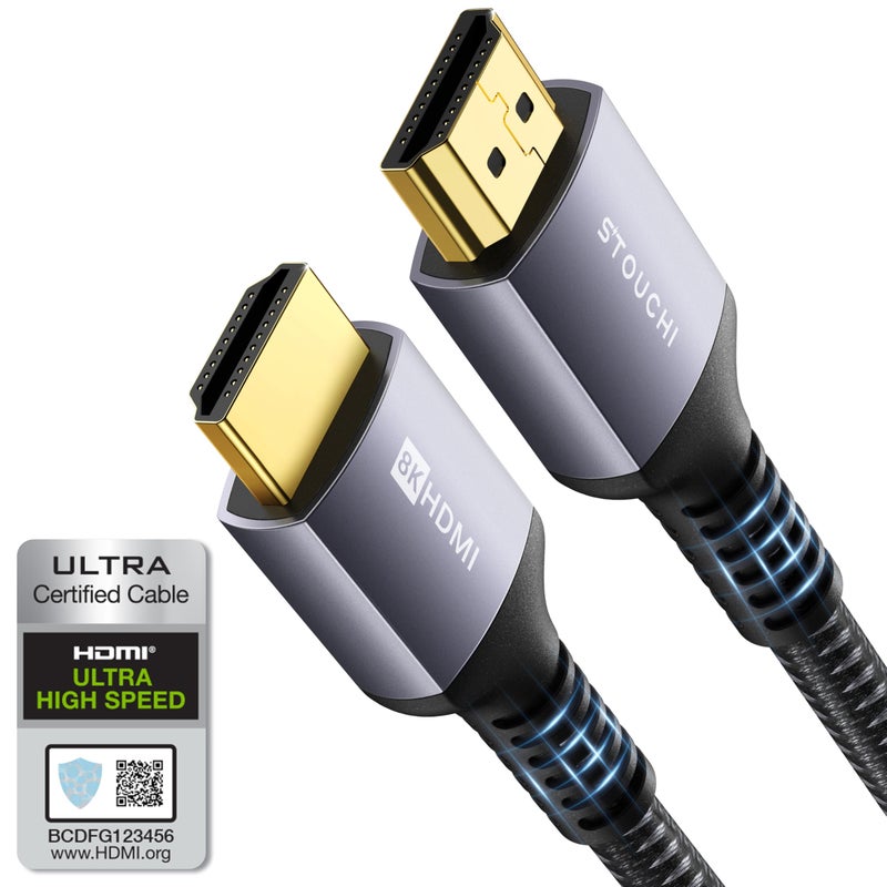 Stouchi كابل HDMI ستوتشي 10K 8K بطول 6 أقدام 48 جيجابت في الثانية (معتمد) كابل HDMI فائق السرعة، 8K60Hz 4K120Hz 144Hz eARC HDCP 2.2&2.3 HDR10+ متوافق مع PS5 بلاي ستيشن 5 إكس بوكس سيريس X أبل TV 4K - Image 1