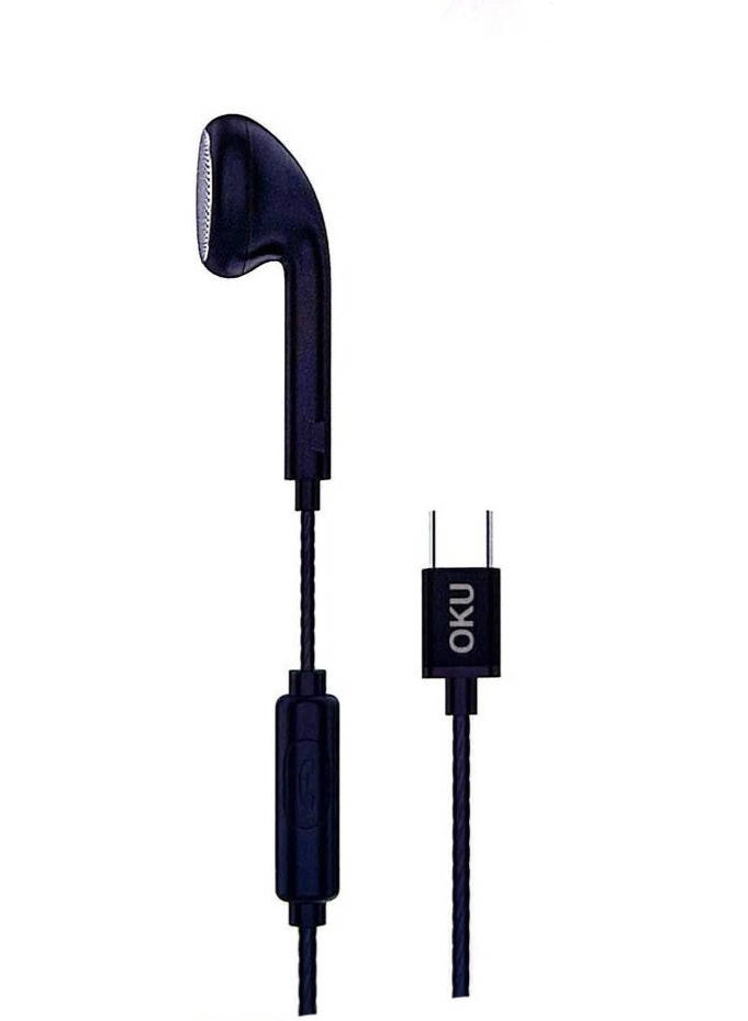 أوه كيه يو كونسينتريت سماعات OKU أحادية بمنفذ تايب سي – صوت HiFi عالي الدقة، تصميم مريح داخل الأذن، أسود (OKU-15) - Image 1
