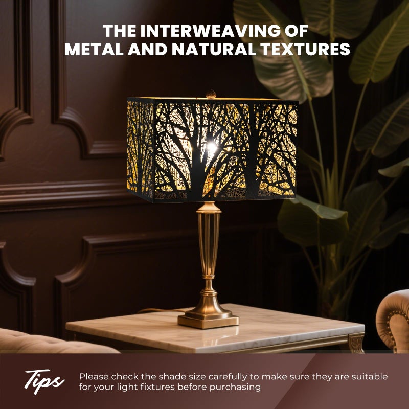ALUCSET Metal Square Lampshade 8''Top X 14'' Bottom X 9'' Height Lamp Shade Fits For Bedroom Living Room And More Spider Fitter - Image 3