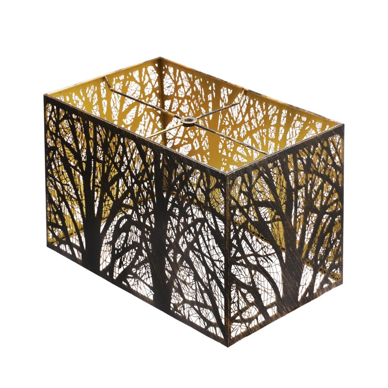 ALUCSET Metal Square Lampshade 8''Top X 14'' Bottom X 9'' Height Lamp Shade Fits For Bedroom Living Room And More Spider Fitter - Image 1