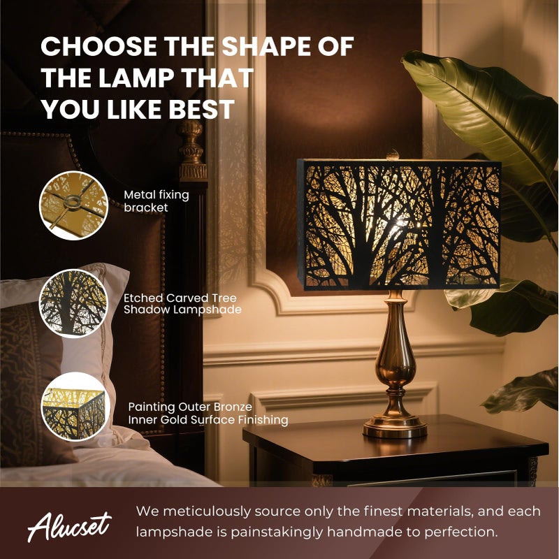 ALUCSET Metal Square Lampshade 8''Top X 14'' Bottom X 9'' Height Lamp Shade Fits For Bedroom Living Room And More Spider Fitter - Image 2