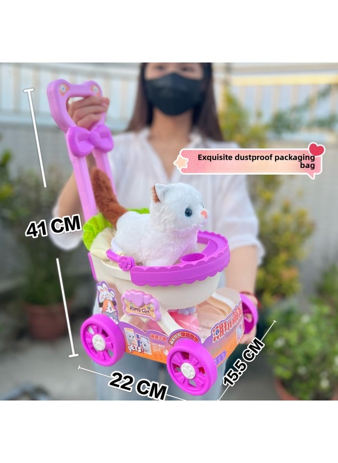 Stall Supply Electric Plush Pet Stroller Puppy Cat Cute Pet Simulation Walking Cry Baby Toys-Color:Electric Teddy [Chinese Gift Box]]  - Image 4