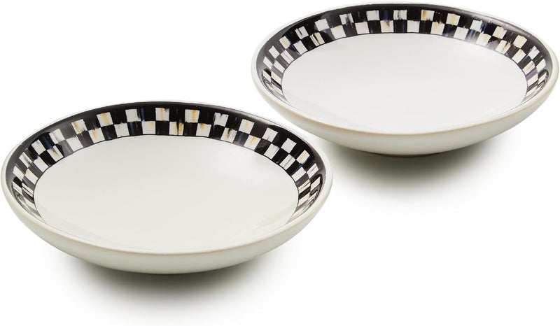 mackenzie childs MACKENZIECHILDS Set of 2 Everyday Pinch Bowls Small Bowls for Ingredients 4 Ounces BlackandWhite Courtly Check - Image 1