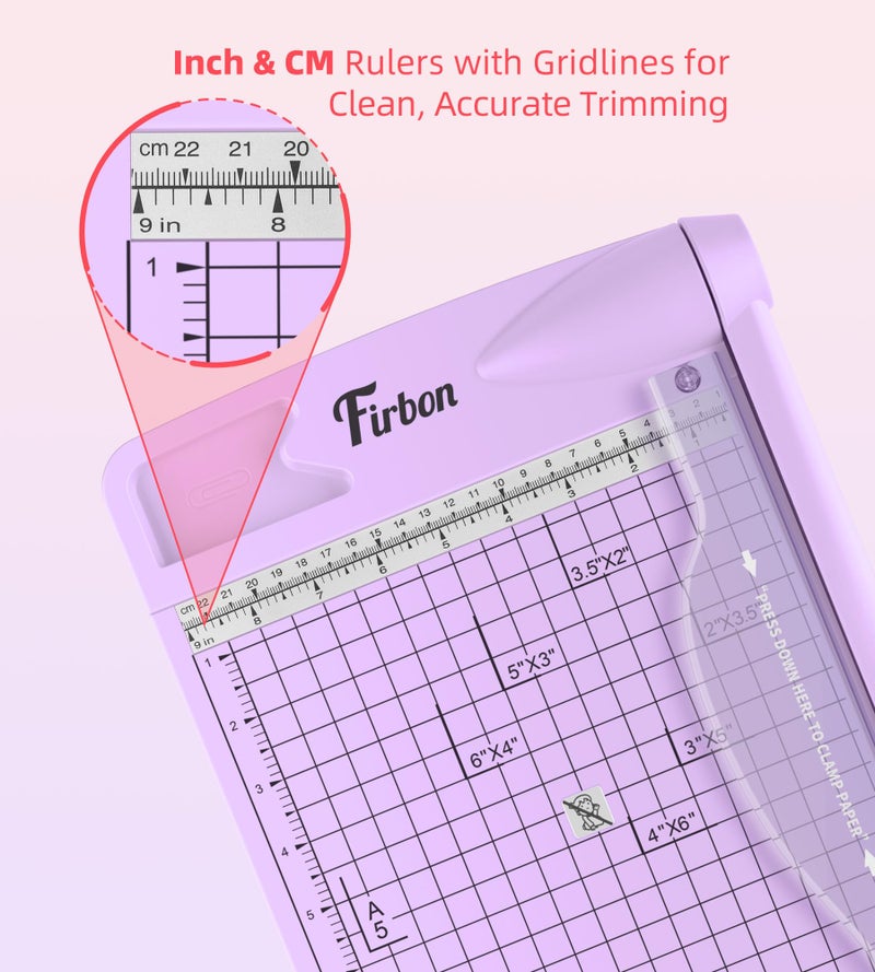 Firbon 12" Guillotine Paper Cutter, Heavy Duty 12-Sheet Capacity Trimmer for Cardstock, Photos, Scrapbooking, Office, Classroom, Studio (Purple) - Image 3