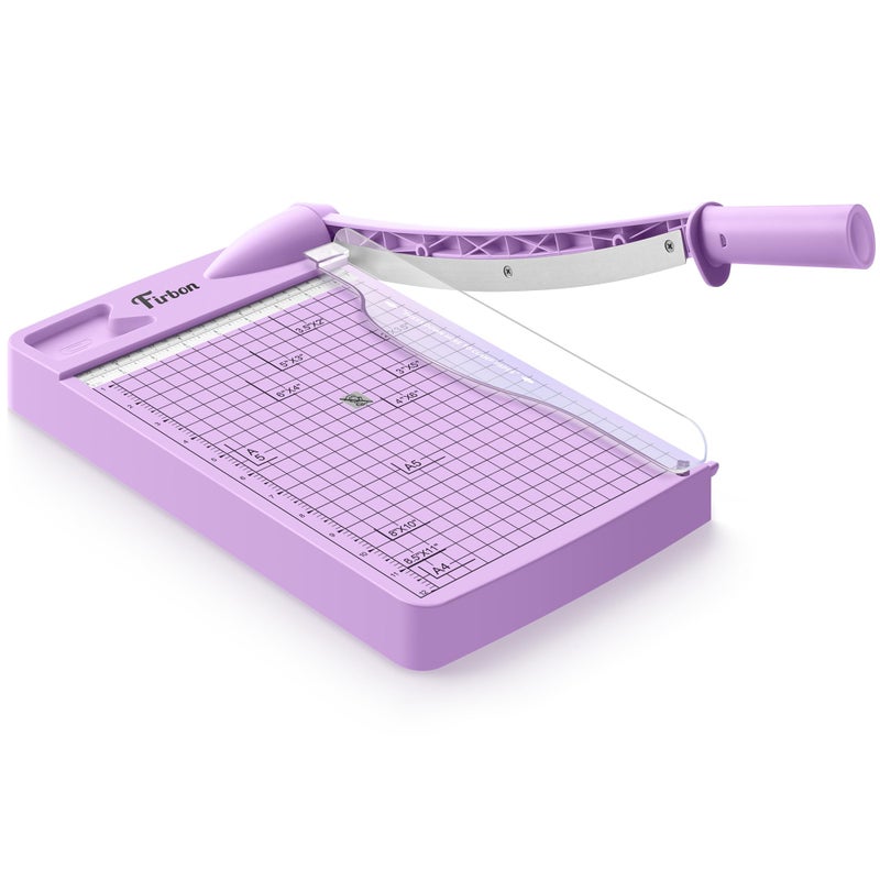 Firbon 12" Guillotine Paper Cutter, Heavy Duty 12-Sheet Capacity Trimmer for Cardstock, Photos, Scrapbooking, Office, Classroom, Studio (Purple) - Image 1