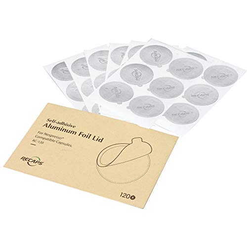 RECAPS Aluminum Espresso Lids Foil Seals Reusable Pods ONLY Compatible with Nespresso Small Original Line Coffee Pods (Lids 240 Pcs Only) 37mm in Diameter (Coffee Pods NOT Included) - Image 1