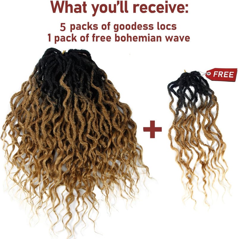 SuyiIRL Goddess Faux Locs Crochet Braid Hair Bohemian Locs 24 Inches Synthetic Dreads Ombre Braiding Hair Afro Dreadlock (24", 1b/27) - Image 4