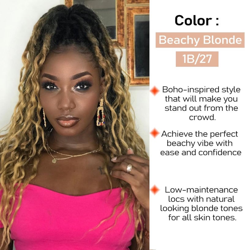 SuyiIRL Goddess Faux Locs Crochet Braid Hair Bohemian Locs 24 Inches Synthetic Dreads Ombre Braiding Hair Afro Dreadlock (24", 1b/27) - Image 5
