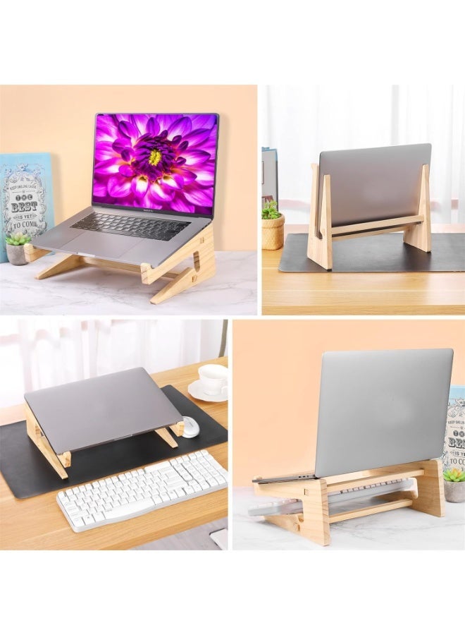 Wooden Laptop Stand, Universal Computer Riser with Ergonomic Design, Natural Wood Desk Stand Fit for MacBook Pro, Air, Dell, HP, Lenovo (10"-15") - Image 2
