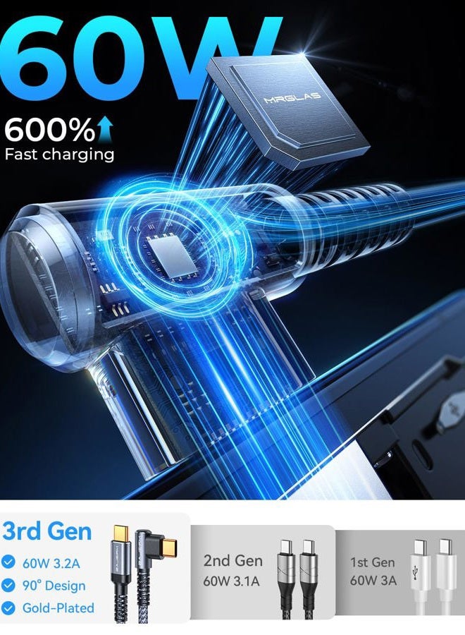 MRGLAS USB C to USB C Cable 60W [4-Pack, 10+6.6+3.3+1.6FT][90°, Gold-Plated] Type C Charger Fast Charging for iPhone 17 16 Pro Max 15 Plus, USB C Charger Cable for Samsung S25 S24,iPad Pro,MacBook Pro - Image 2