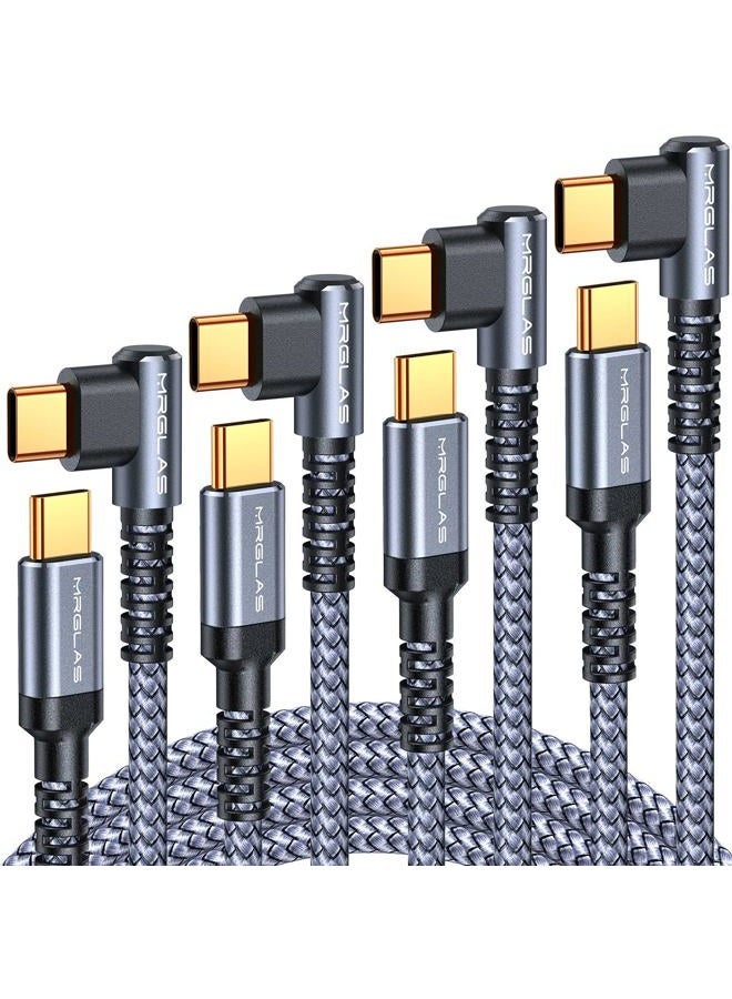 MRGLAS USB C to USB C Cable 60W [4-Pack, 10+6.6+3.3+1.6FT][90°, Gold-Plated] Type C Charger Fast Charging for iPhone 17 16 Pro Max 15 Plus, USB C Charger Cable for Samsung S25 S24,iPad Pro,MacBook Pro - Image 1