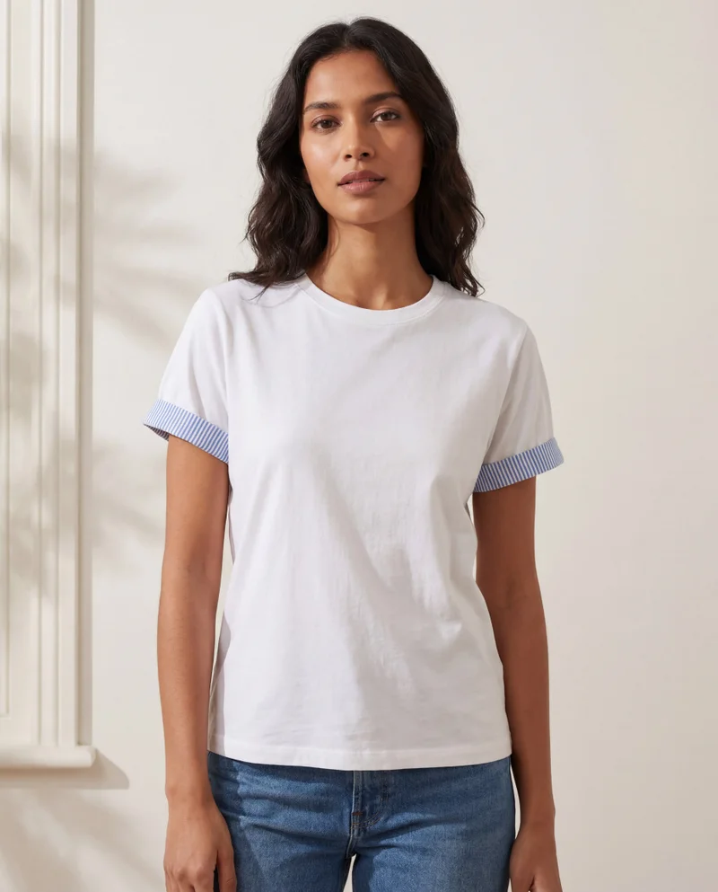 Redtag Women White Embellished Jersey Top