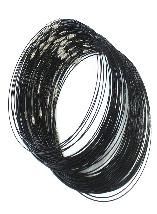 ALL in ONE 10pcs Steel Wire Choker Necklace Screw Clasps (Black) - Image 1