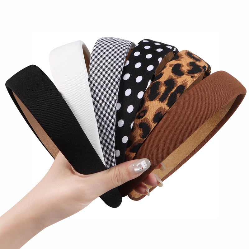 DiyJibb Headbands for Women - 1 Inches Wide Headbands - Solid Color Headband Fashion Hair Accessories- Trendy Women Girls Non Slip Fashion Hair Bands- Thick Elastic Hair Bands for Women's Hair 6PCS - Image 1