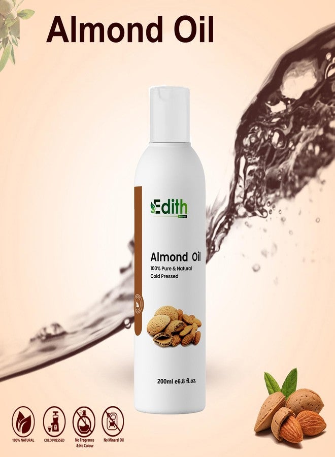 EDITH زيت اللوز الحلو المعصور على البارد من إديث ناتشورالز، نقي وعضوي 100%، لشعر وبشرة صحية، 200 مل - Image 2