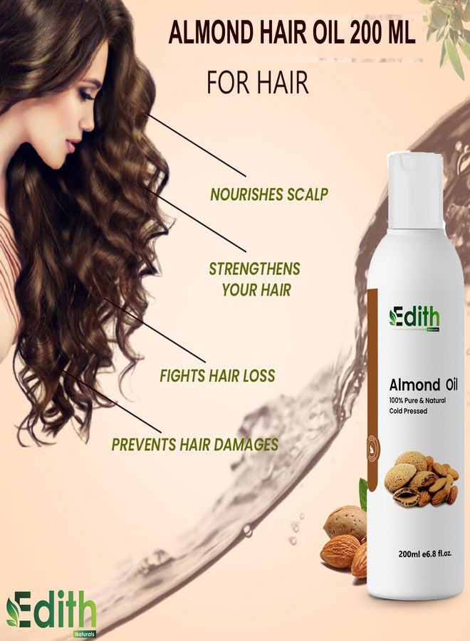 EDITH زيت اللوز الحلو المعصور على البارد من إديث ناتشورالز، نقي وعضوي 100%، لشعر وبشرة صحية، 200 مل - Image 4