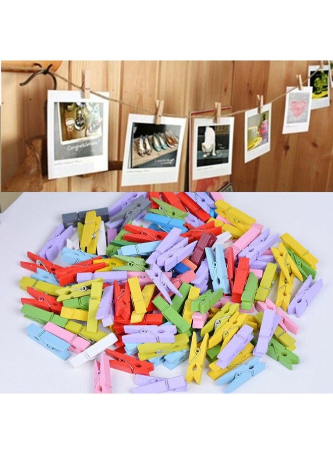 Mini Wood Pegs Craft Wedding Hanging Paper Card Photo Clips - Image 5
