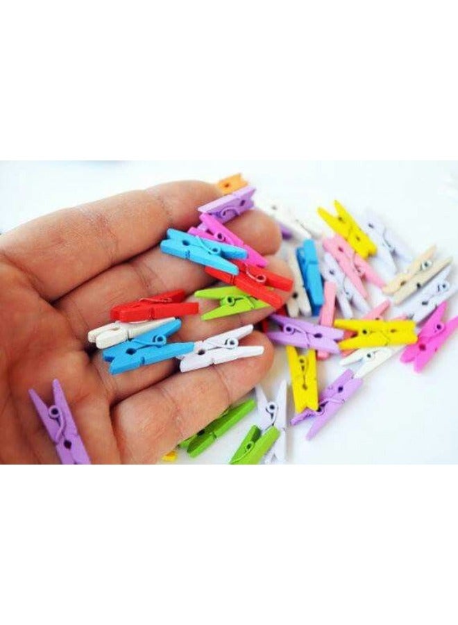 Mini Wood Pegs Craft Wedding Hanging Paper Card Photo Clips - Image 2