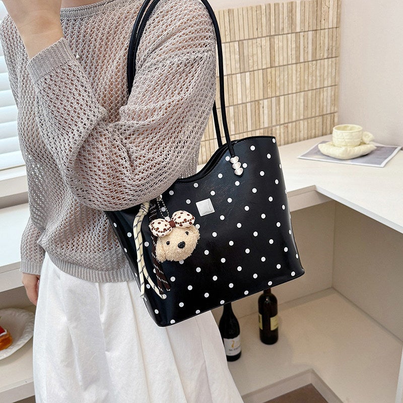2026 New Tote Bag Large Capacity Polka Dot Casual Korean Style Women's Shoulder Bag - Image 2