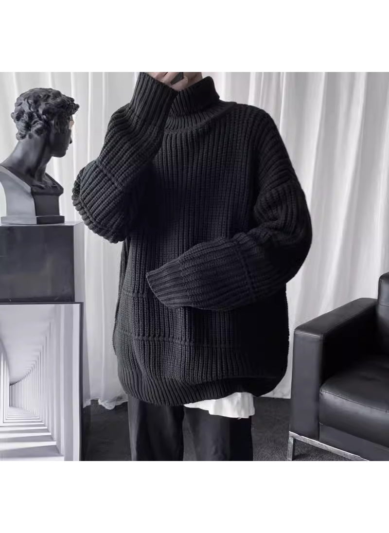 Generic Mens Plush Deer Wool Pullover Sweater Black  - Image 1