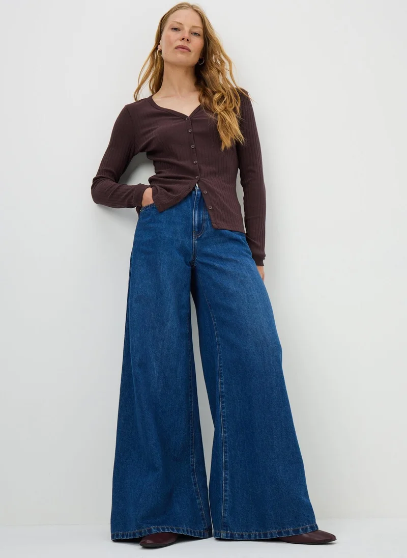 Matalan Raisin Ribbed V-Neck Cardigan