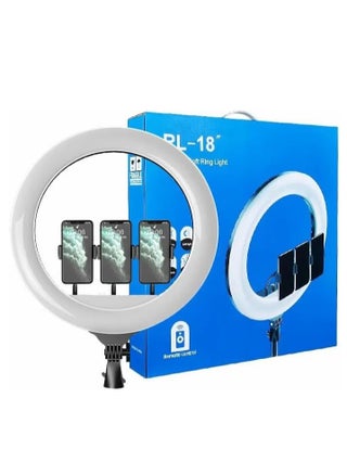 Soft LED Ring Light for Live Streaming and Makeup Artist 360 Degree 2700-6500K with 3 Mobile Phone Holders, Remote Control, 2m Stand, 45cm Diameter, White, Yellow, Max RL-18 with Bag - pzsku/Z19324A437BE010977A02Z/45/1744287715/75eb7c19-5738-4ccf-b0e5-f3097e834500