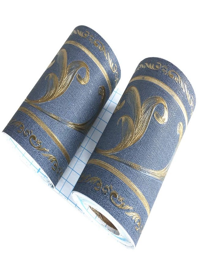 UPREDO 3D Decorative Floral Molding Wallpaper Border Peel Stick Waterproof Wall Ceiling Border for Bathroom Kitchen Backsplash Tiles Sticker,4 Inch by 16.4Ft (Navy) - Image 3