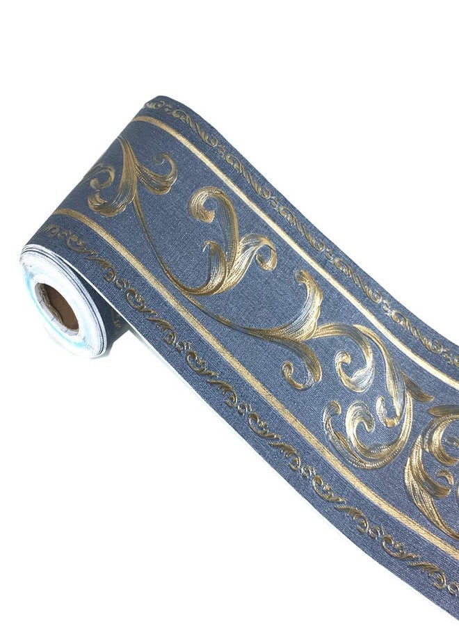 UPREDO 3D Decorative Floral Molding Wallpaper Border Peel Stick Waterproof Wall Ceiling Border for Bathroom Kitchen Backsplash Tiles Sticker,4 Inch by 16.4Ft (Navy) - Image 1
