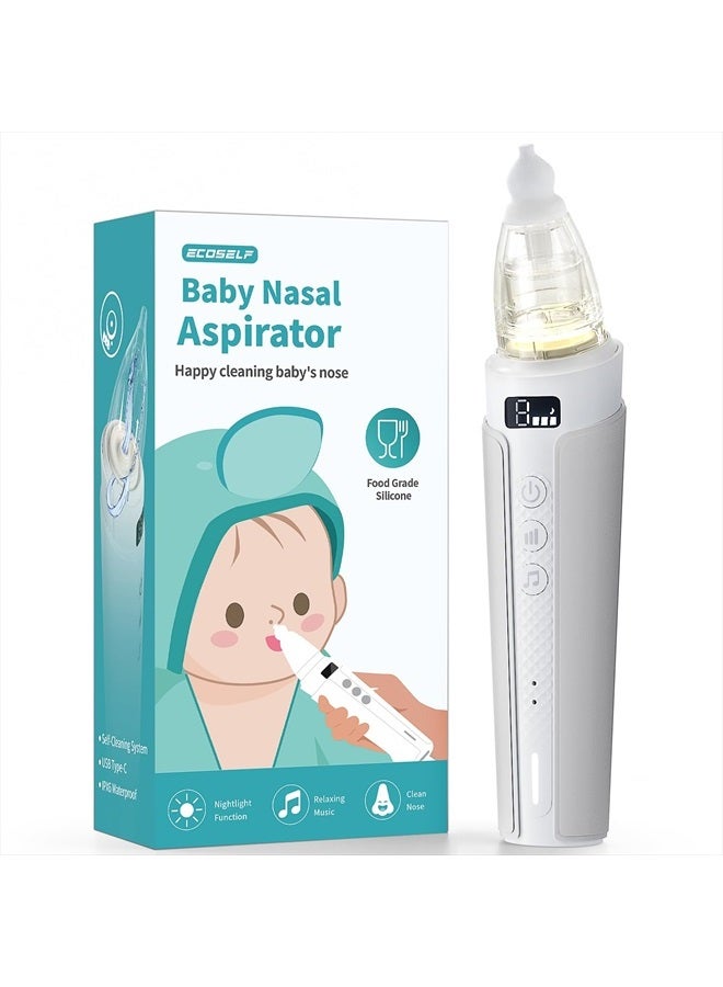 ECOSELF Nasal Aspirator for Baby, ECOSELF Self-Cleaning Electric Babies Nose Sucker, Automatic 5L Flow Nose Aspirator with IPX6 Waterproof, 3 Suction Levels, Pause Music & 8 Lights Booger Sucker for Toddlers - Image 1